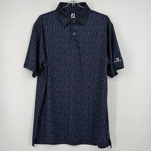FootJoy Shirt Mens M Blue‎ Cocktails AOP Print Stretch Performance Golf Polo